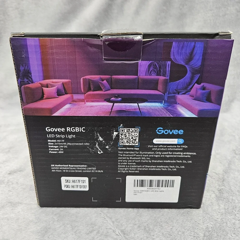 Govee RGBIC LED Strip Lights 49.2ft H617F Bluetooth App Control 2 Rolls